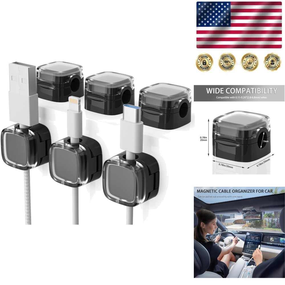 Versatile 6 Pack Self-Adhesive Cable Clips - Minimalist Desk Organizer Solution