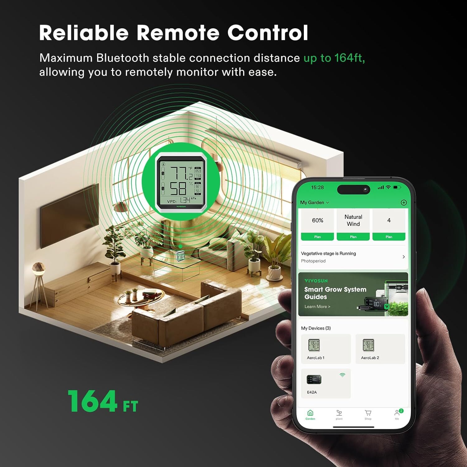 VIVOSUN Bluetooth Hygrometer Thermometer Indoor,Temperature Humidity Meter Alarm