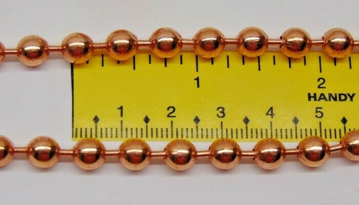 100% COPPER BALL CHAIN Necklace 6.3mm bead ~ #13 size Various Lengths w/ Clasp