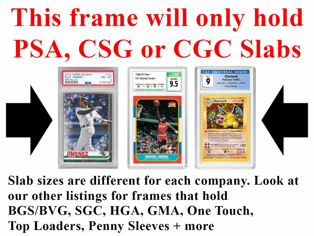 PSA Graded Card Frame Display Holds (8) Slabs Baseball, UV Protection (optional)