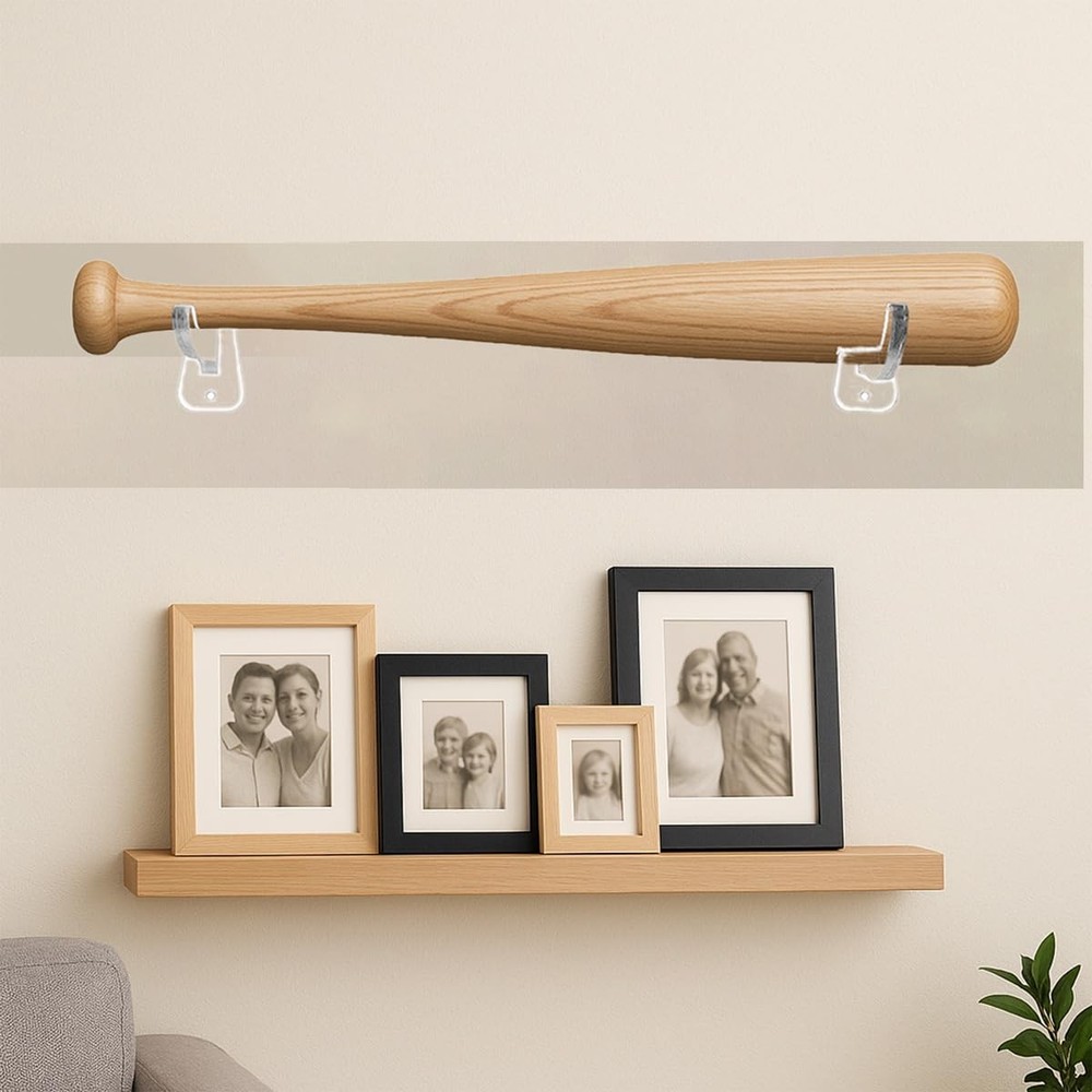 2PCS Acrylic Baseball Bat Display Case |Wall Mount Baseball Bat Horizontal Ra