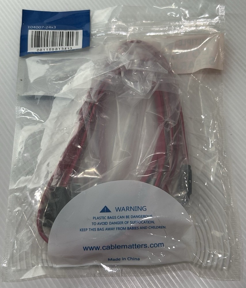 Cable Matters 3-Pack 24” SATA III 6.0 gbps Cable