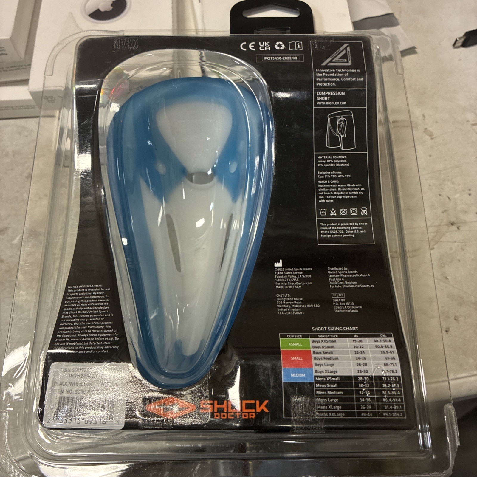 Shock Doctor Boys XL Black Stars Core Compression Shorts With Medium Bioflex Cup