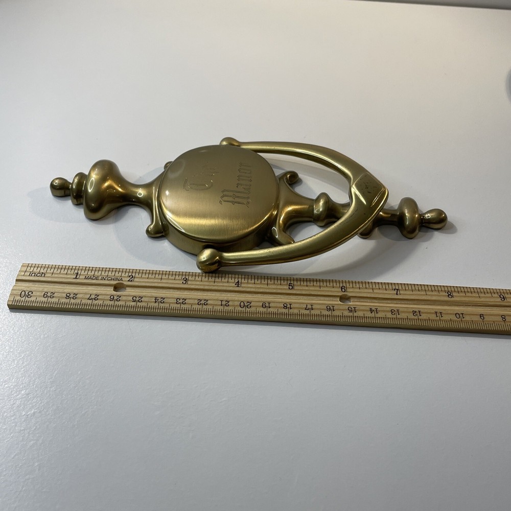 Vintage Solid Brass Door Knocker Engraved “The Manor” Spain Things Remembered