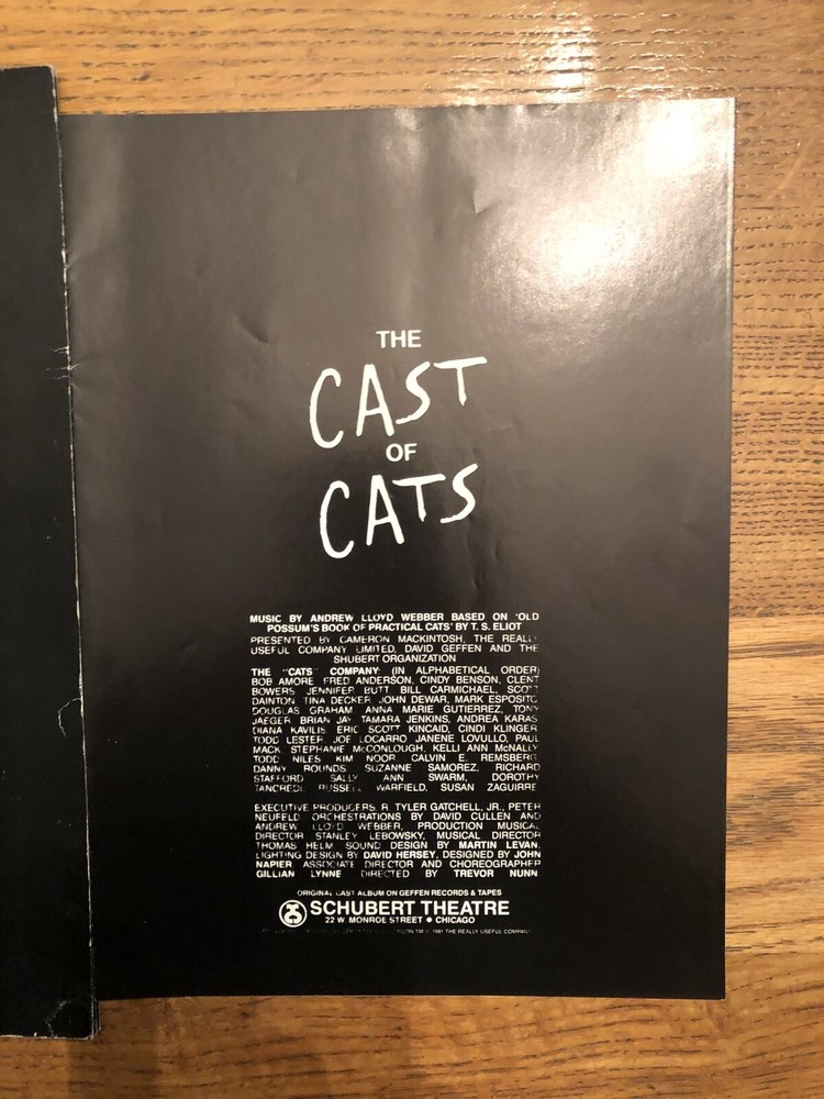 Cats Playbill Stagebill Program Schubert Theatre Chicago 1981