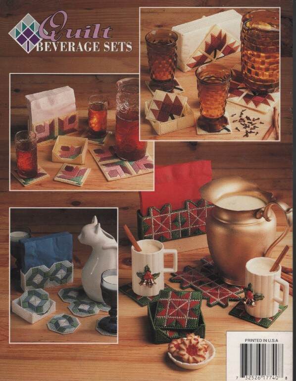 OOP!!! PLASTIC CANVAS QUILT BEVERAGE SETS 6 DESIGNS