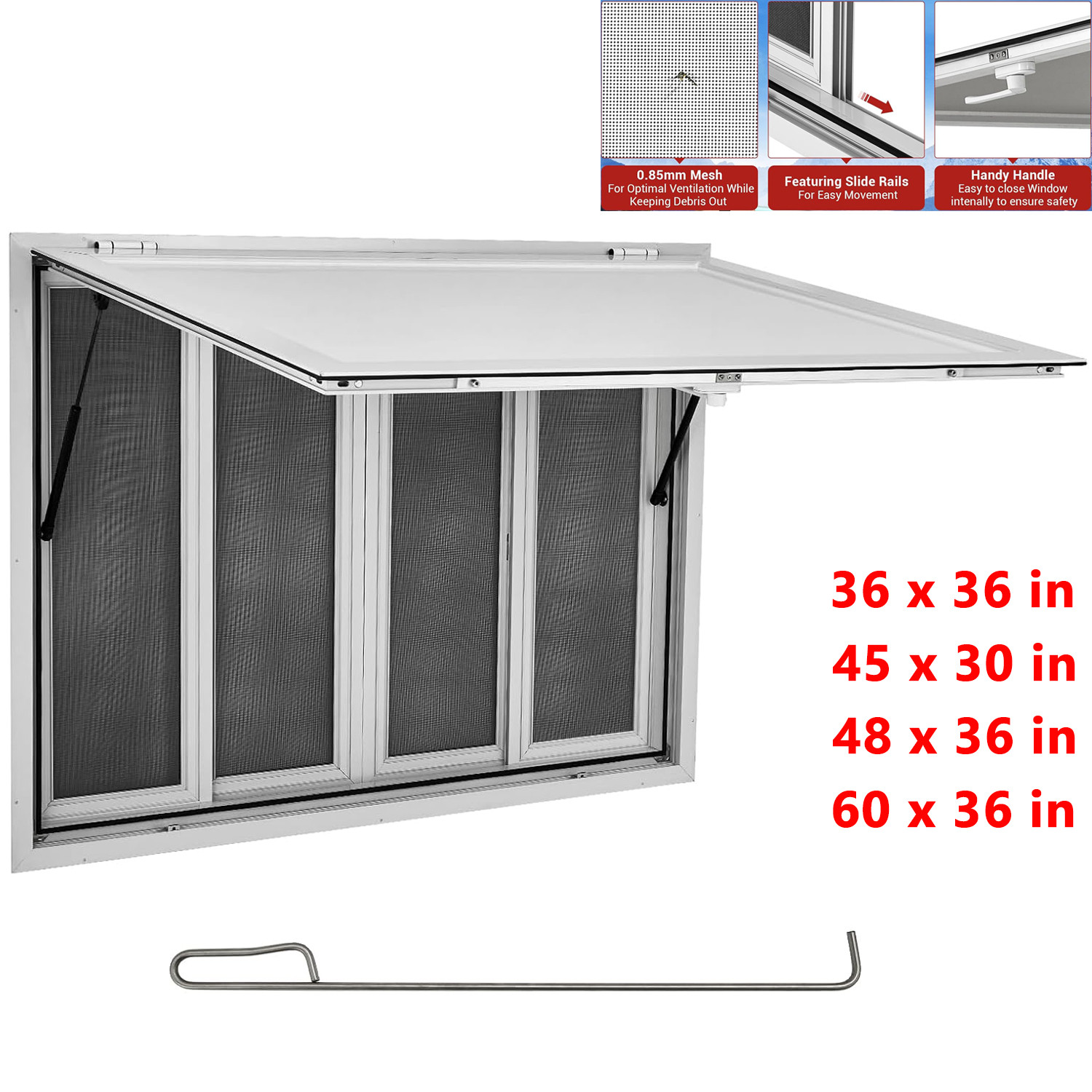 Concession Stand Serving Window Food Truck Service Awning With 4 Screen Windows