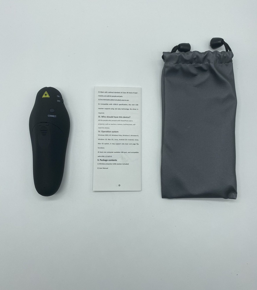 Open Box BEBONCOOL RF 2.4GHz Wireless Presenter Remote Presentation USB Control