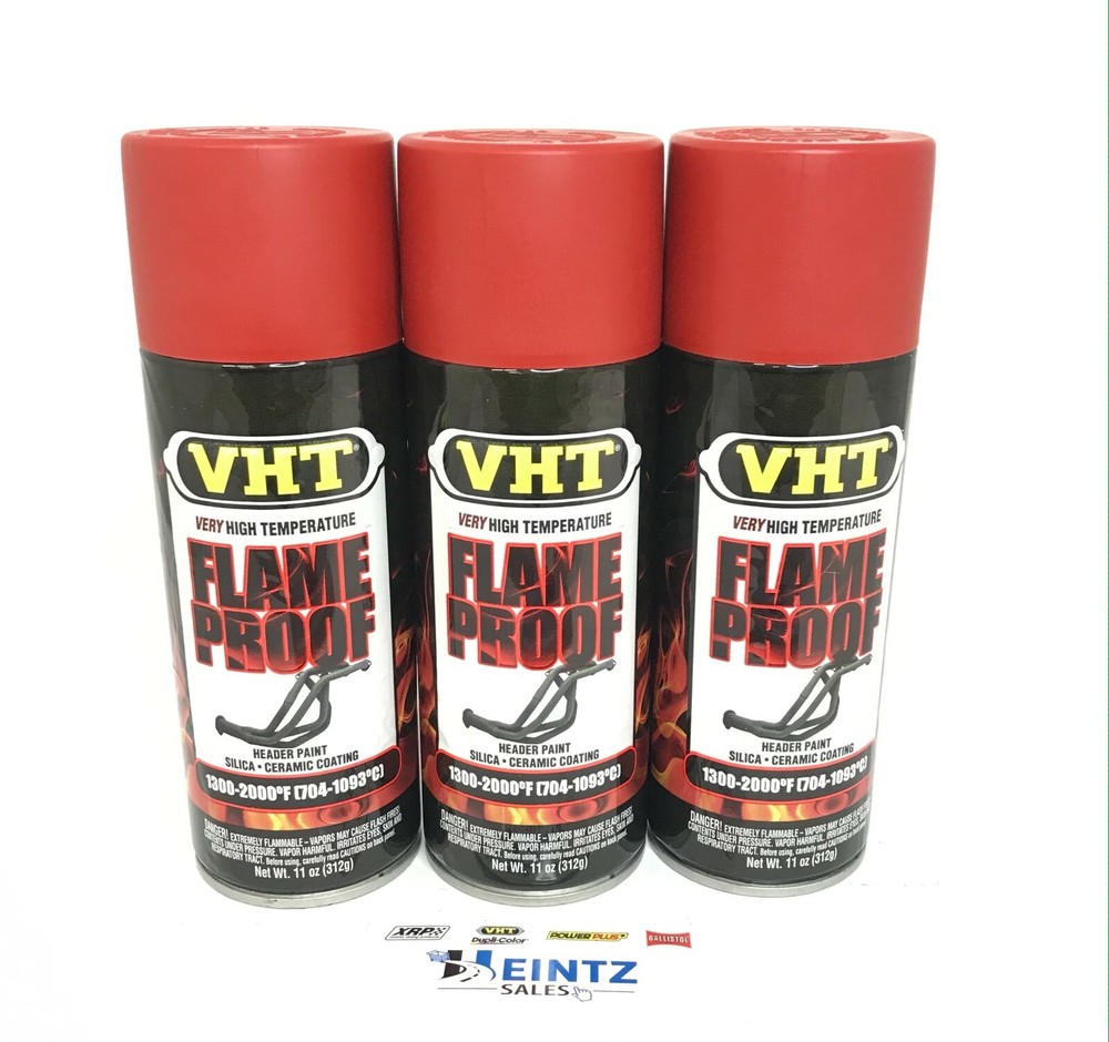 VHT SP109-3 PACK High Temperature Flame Proof FLAT RED Header Spray Paint - 11oz