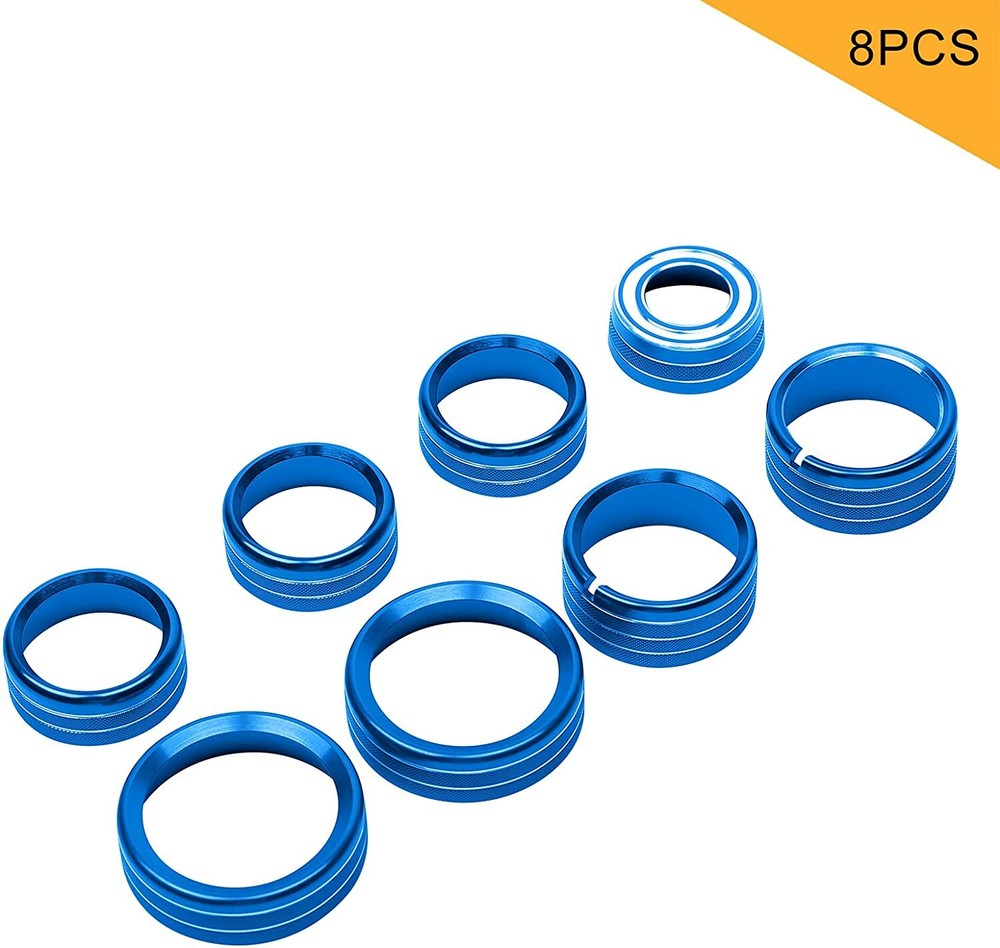 8X Center Console Radio AC Knobs Switch Button Trim for 2014-18 Chevy Silverado