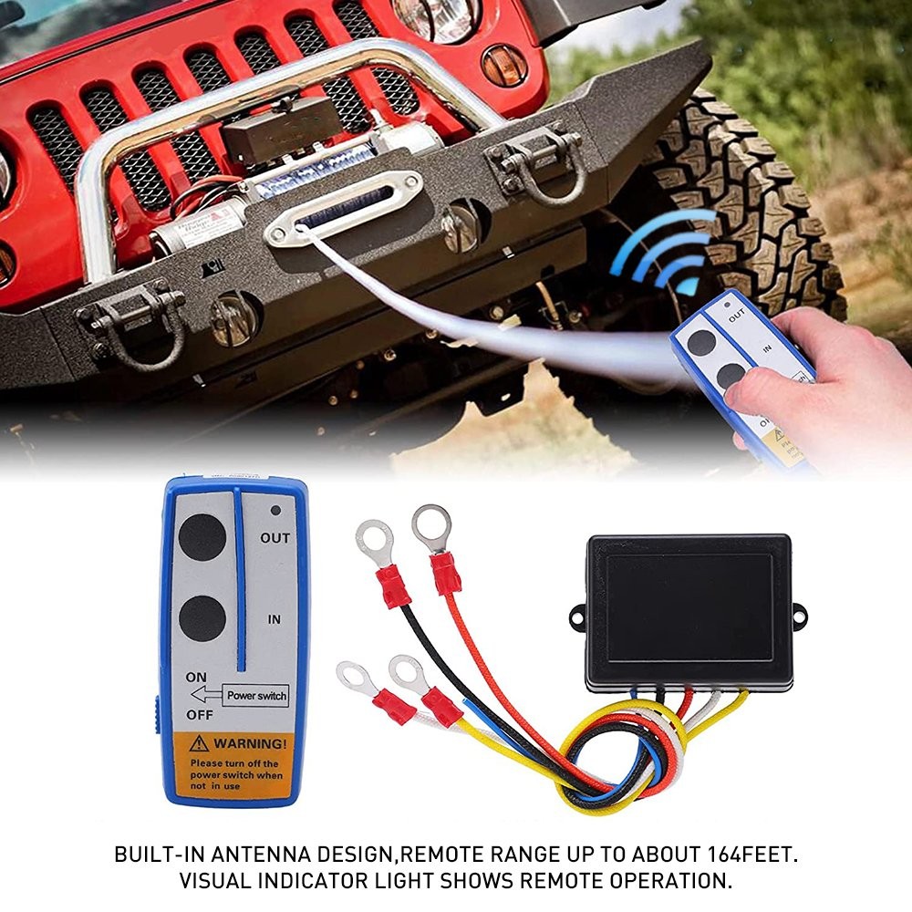 Wireless Winch Remote Control Kit 12V Receiver 150ft Twin Switch Handset Easy