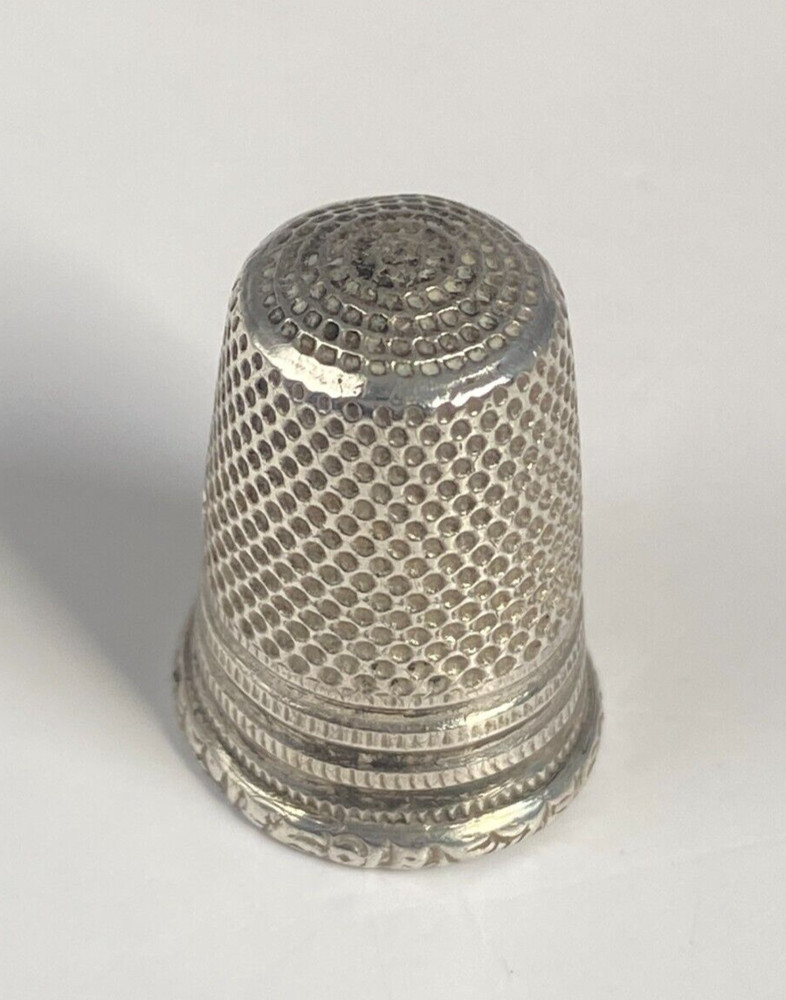 Antique 2x c1910 Solid Silver Thimbles One by U.S.A Simon Brothers & Other