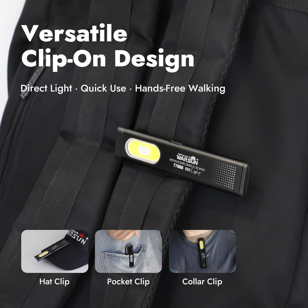 WARSUN T7PRO EDC Flashlight, Compact Multi-Mode Pocket LED Flashlight, USB-C Rec