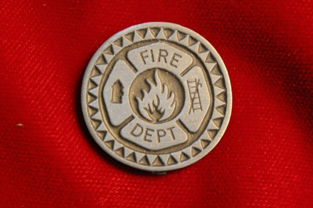 COIN, PEWTER COIN, FIRE DEPT., FIRE FIGHTERS,