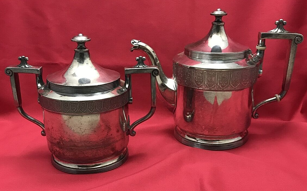 2 Pc Silverplated TEAPOT & COVERED WASTE Reed & Barton #2940