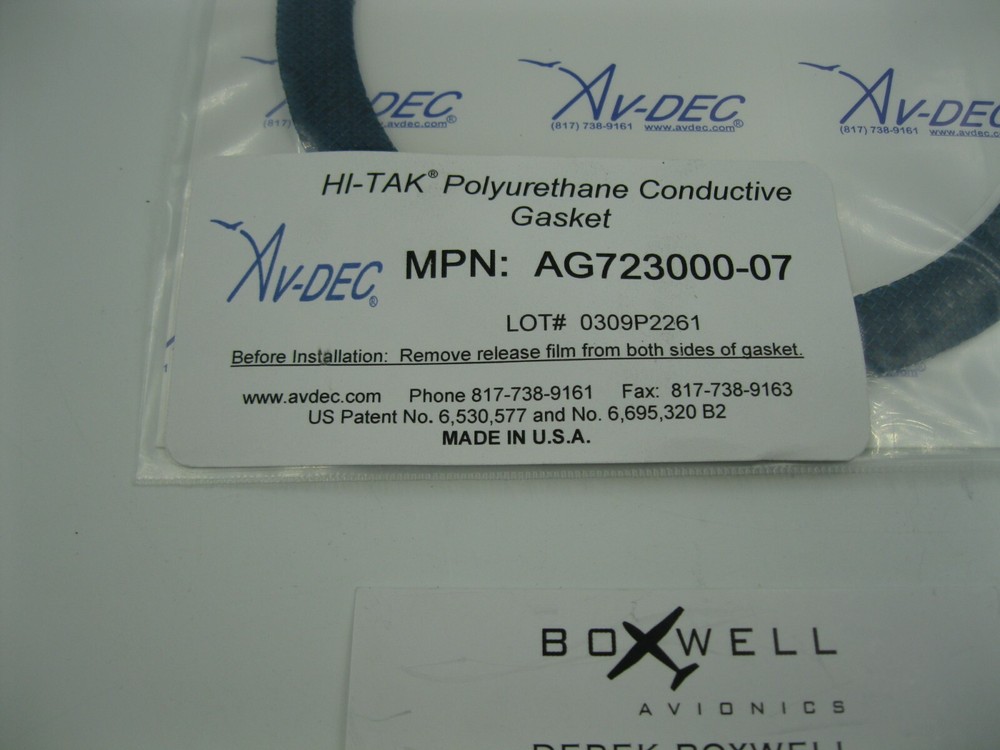 AvDec Polyurethane Conductive Gasket AG723000-07