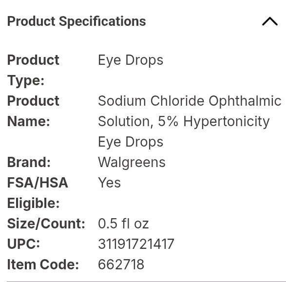 Walgreens Sodium Chloride Ophthalmic Solution, 5% Hypertonicity Eye Drops-0.5 oz
