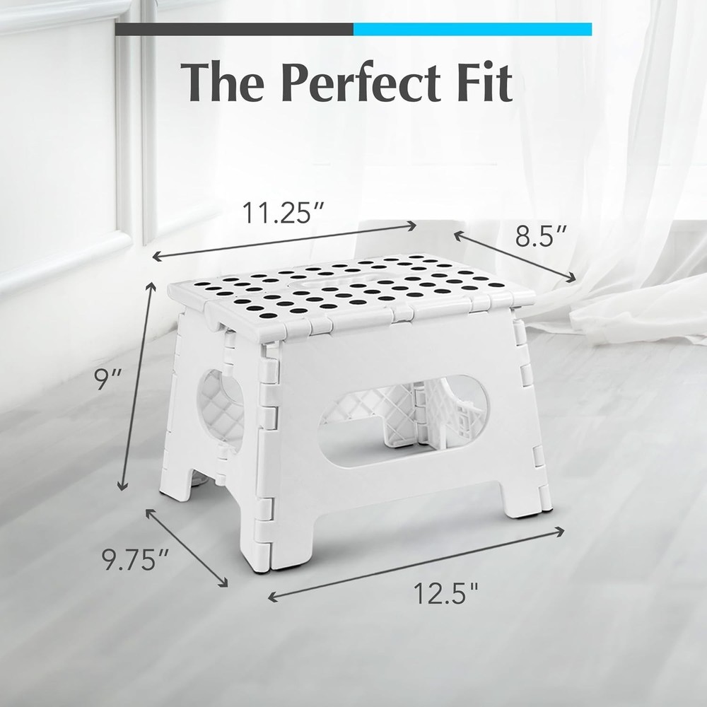 Versatile Lightweight Step Stool - 9-Inch Folding Stool for Kitchen & Bathroom