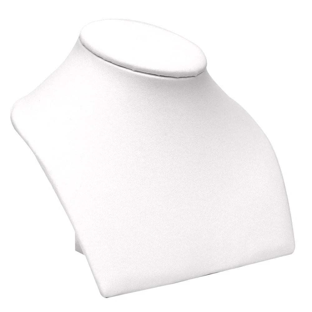 5" Tall White Leatherette Low Profile Necklace Display Bust