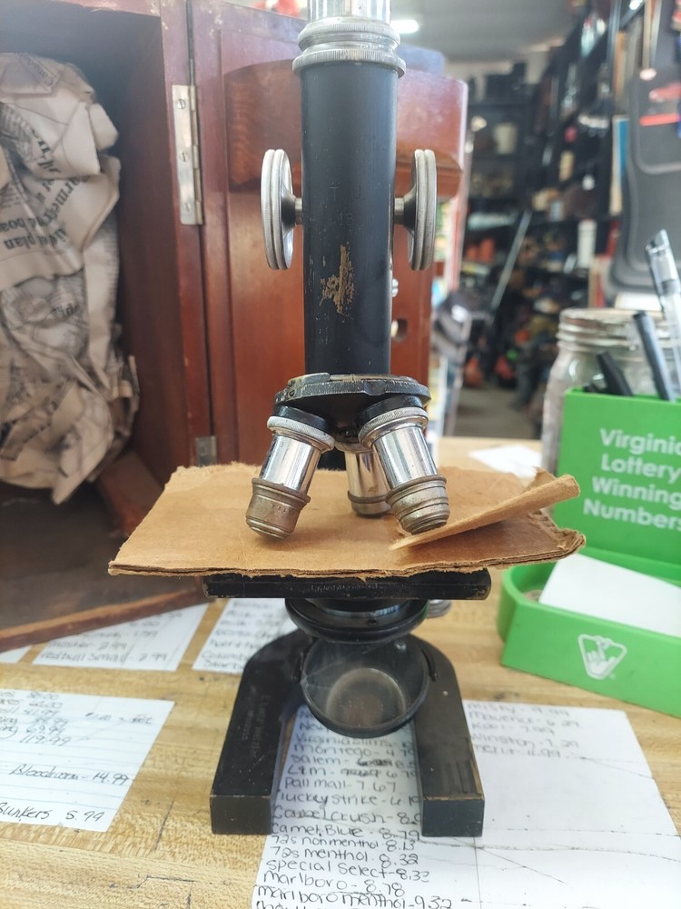 E. Leitz Wetzlar Brass Microscope In Box