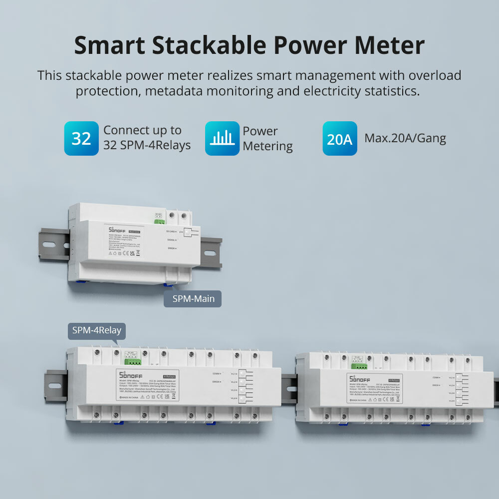 SONOFF Wifi Smart Stackable Power Consumption Metering RS-485 Relay Switch