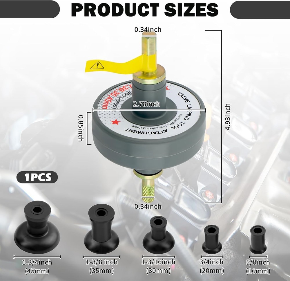 Valve Lapping Tool Kit with 5 Suction Cup Adapters,Durable Kit...