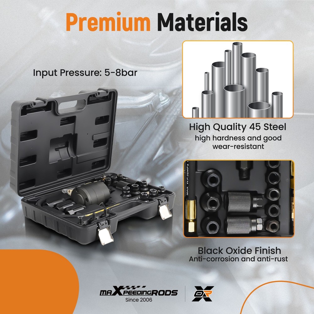 Professional Diesel Pneumatic Injector Extractor Puller Adapters Kit & Case New
