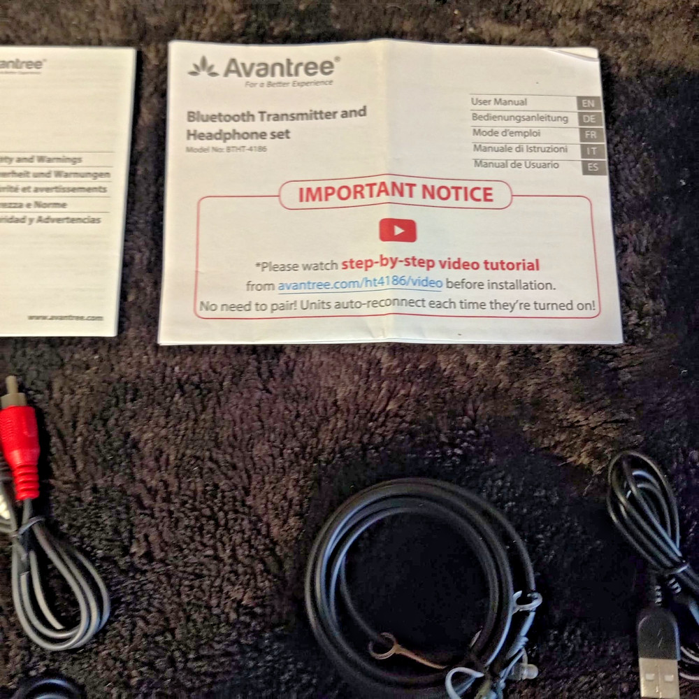 Avantree HT4186 Wireless In-Ear Headphones Transmitter Set