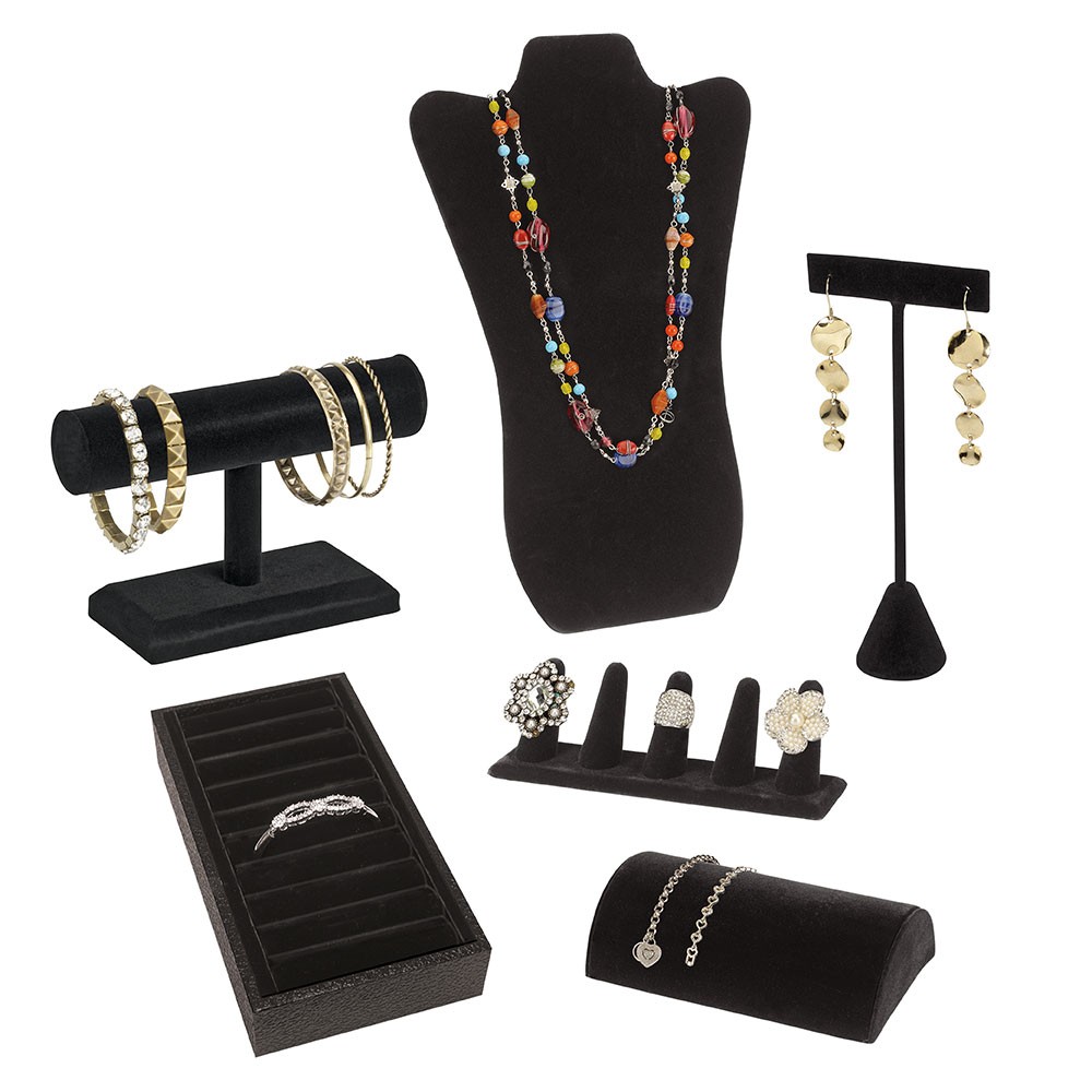 SSWBasics Jewelry Display Bundle - Black Velvet - 6 Displays Included