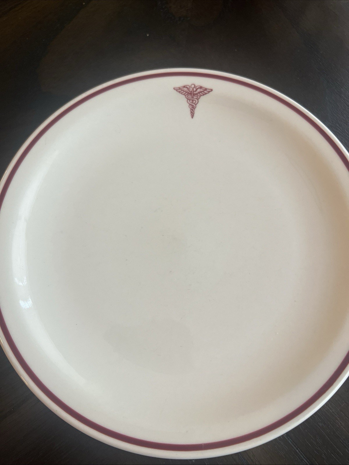 Set of 2 Vintage 9” Dishes Army Medical Corps Red Caduceus Homer Laughlin