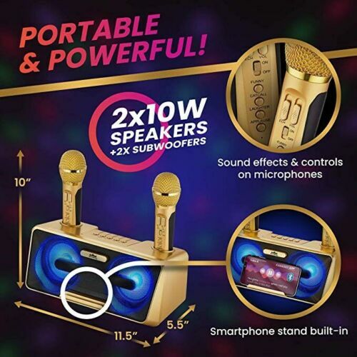 KaraoKing Karaoke Machine 2 Wireless Karaoke Microphone Bluetooth Compatible