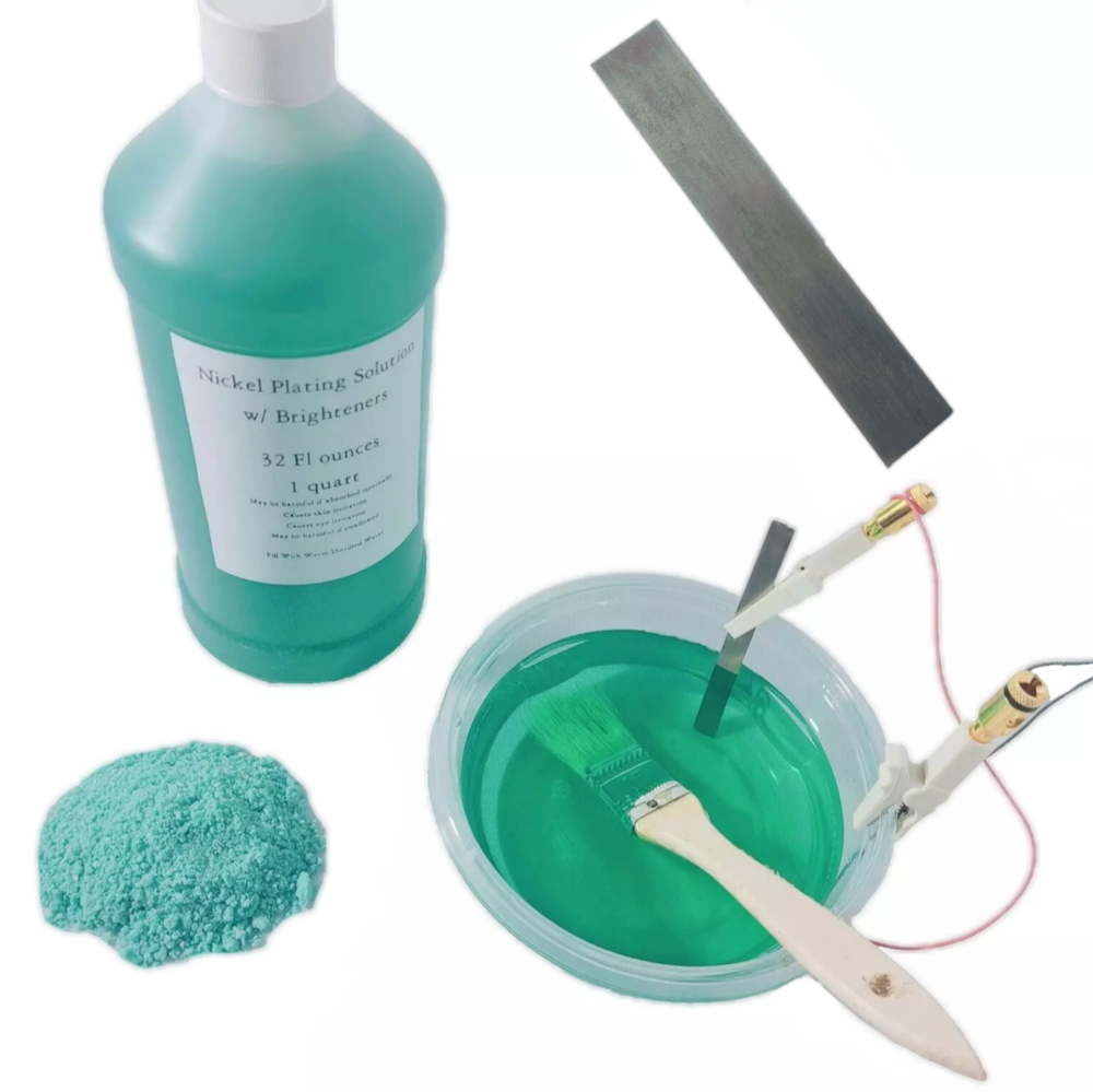 Nickel Plating Kit, 1 Quart Plating Solution, Anode, Brighteners, Supplies