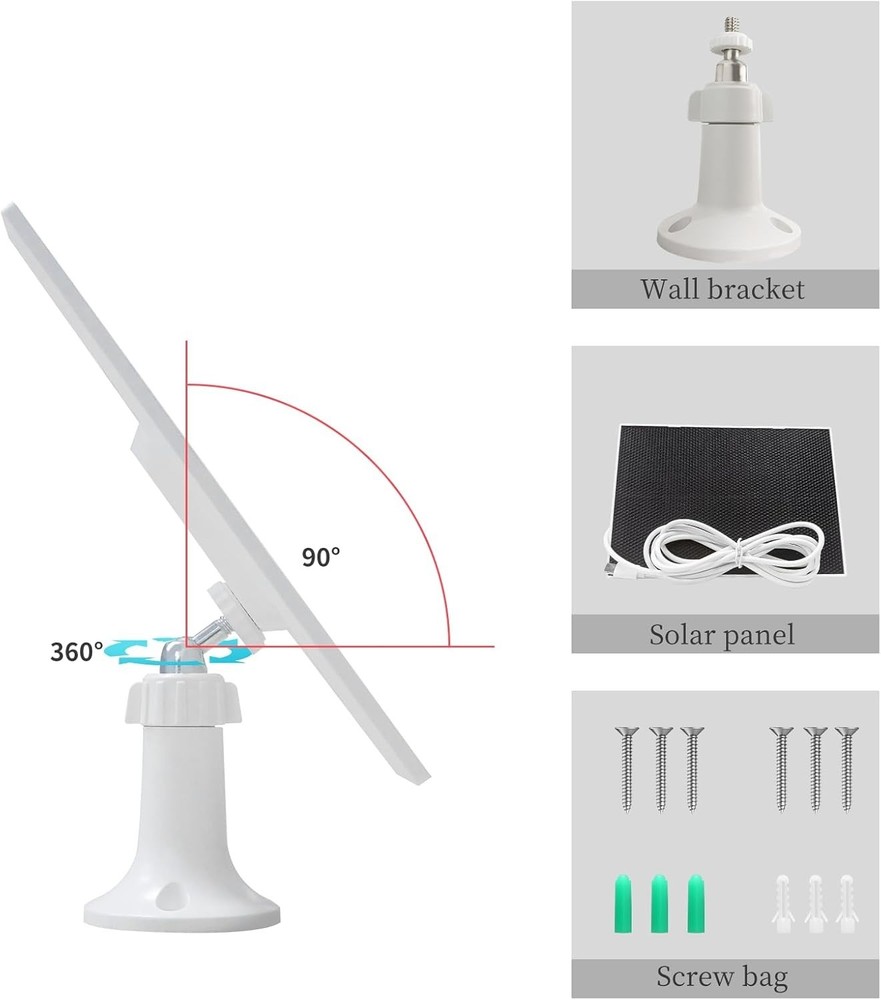 4W Solar Panel for Security Camera,Type C&Micro Solar Panel Charger for Recharge