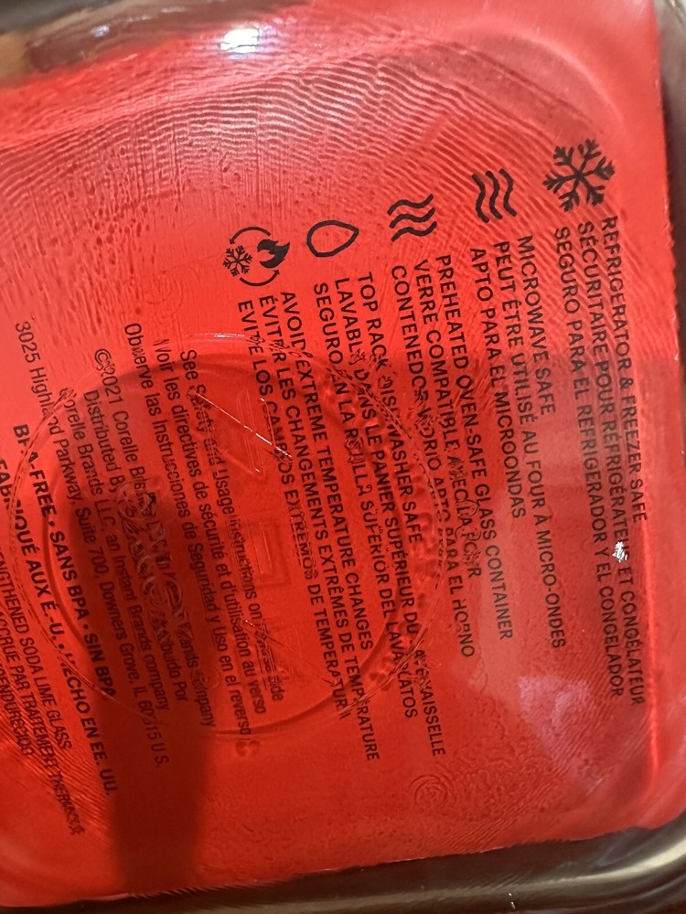 4 PCS Pyrex Storage Plus 4 Cup Square Red with Lid