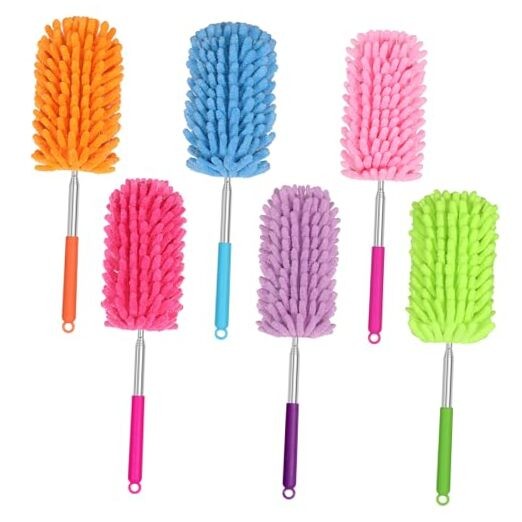 Hand Duster for Cleaning, 360° Bendable Duster with Telescoping 6 Pack Colorful