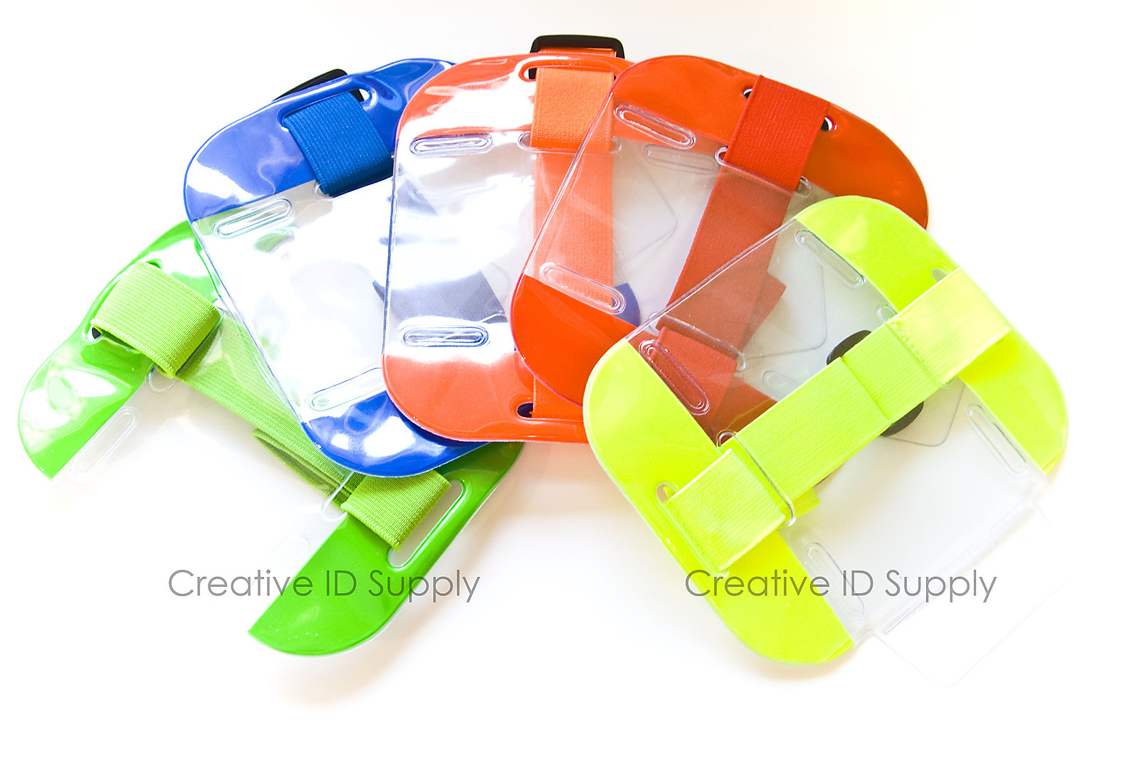 High Quality Reflective Arm Band Photo ID Badge Holder Vertical w/ Elastic Band