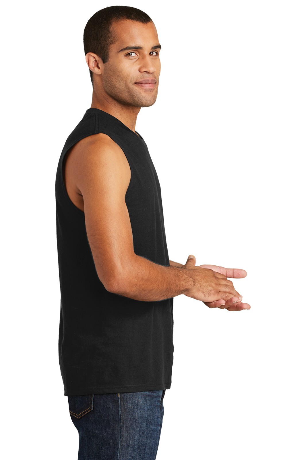 District DT6300 Mens Sleeveless V.I.T. Muscle Crew Neck Stylish Tank Top