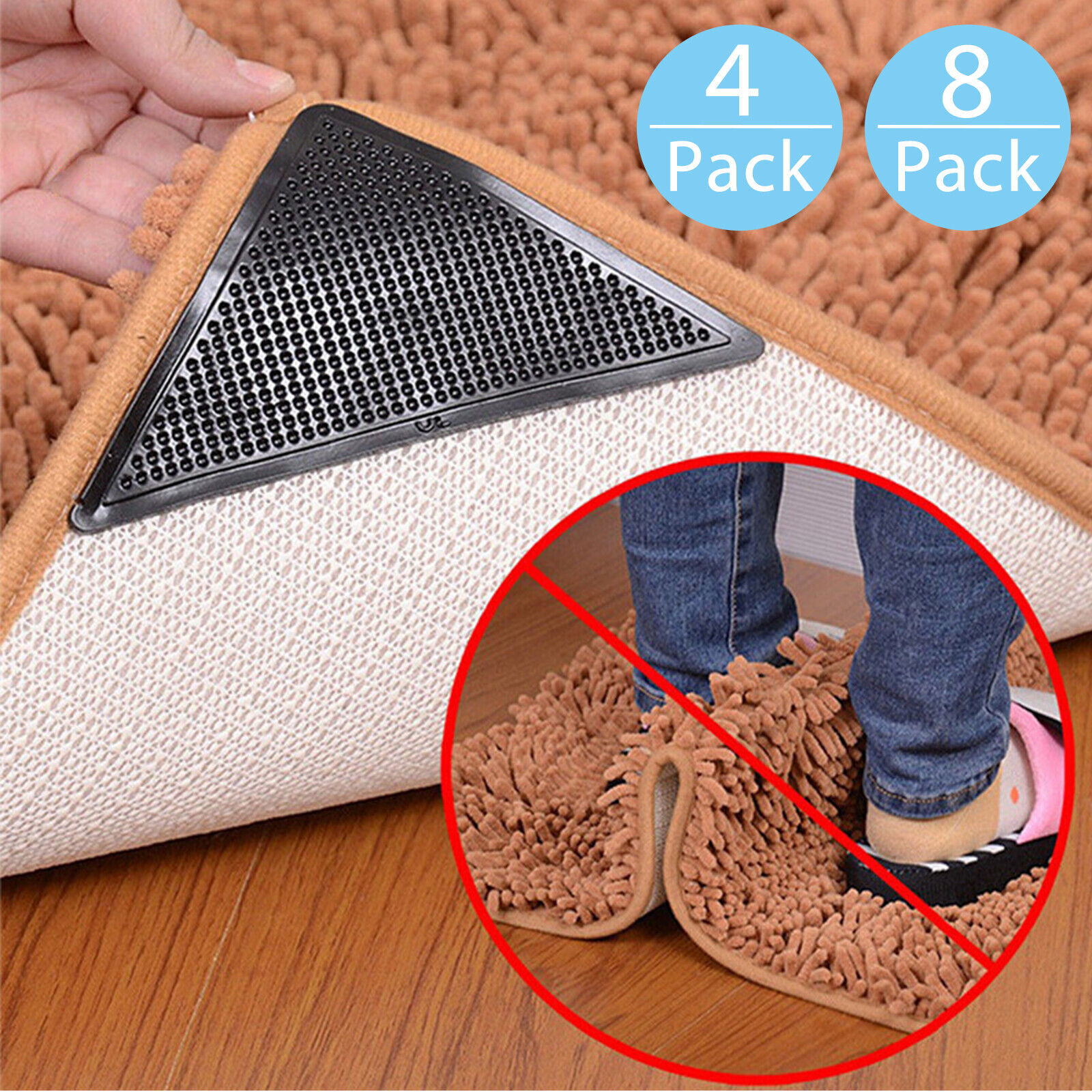 8× Rug Carpet Mats Grippers Non Slip Anti-skid Washable Reusable Grips Pads US
