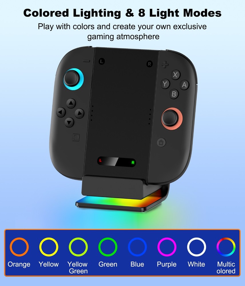Switch 2 Charging Grip Stand Compatible with Joycon 2 Controller Charger LED