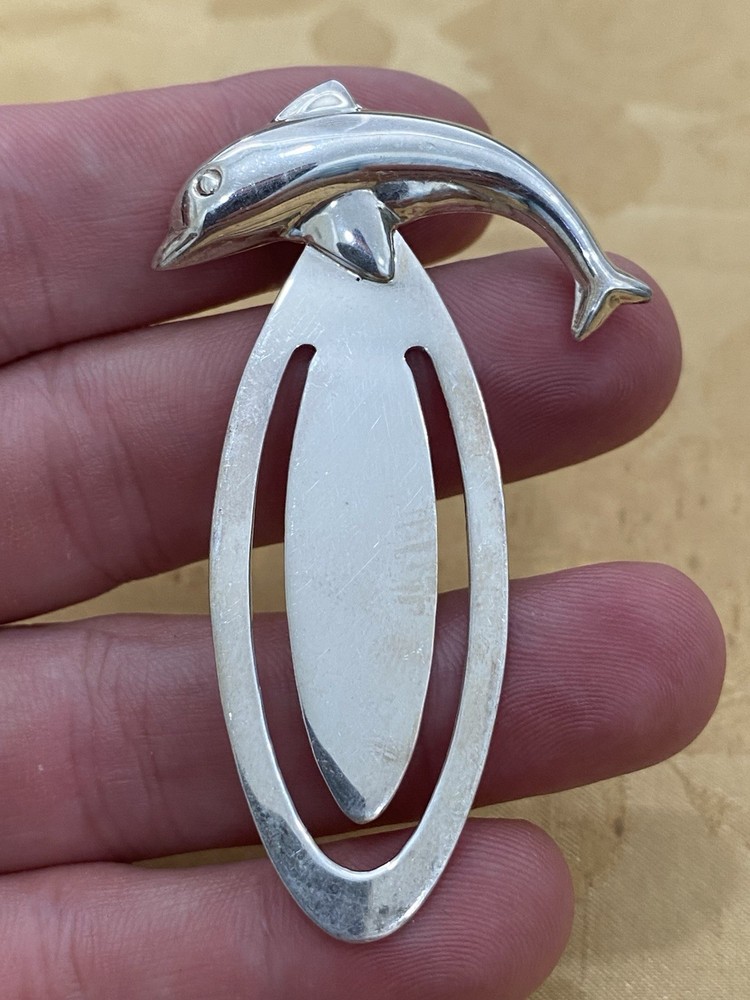 Sterling 925 Silver Designer Signed DP Dolphin Bookmark