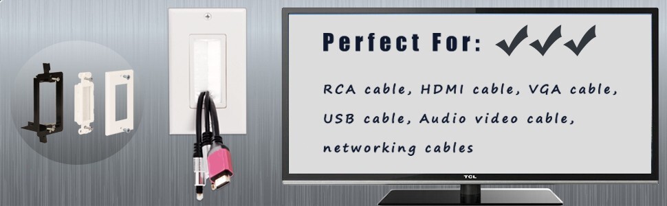 Brush Wall Plate + Low Voltage Mounting Bracket 5-Pack Cable Pass Through Insert