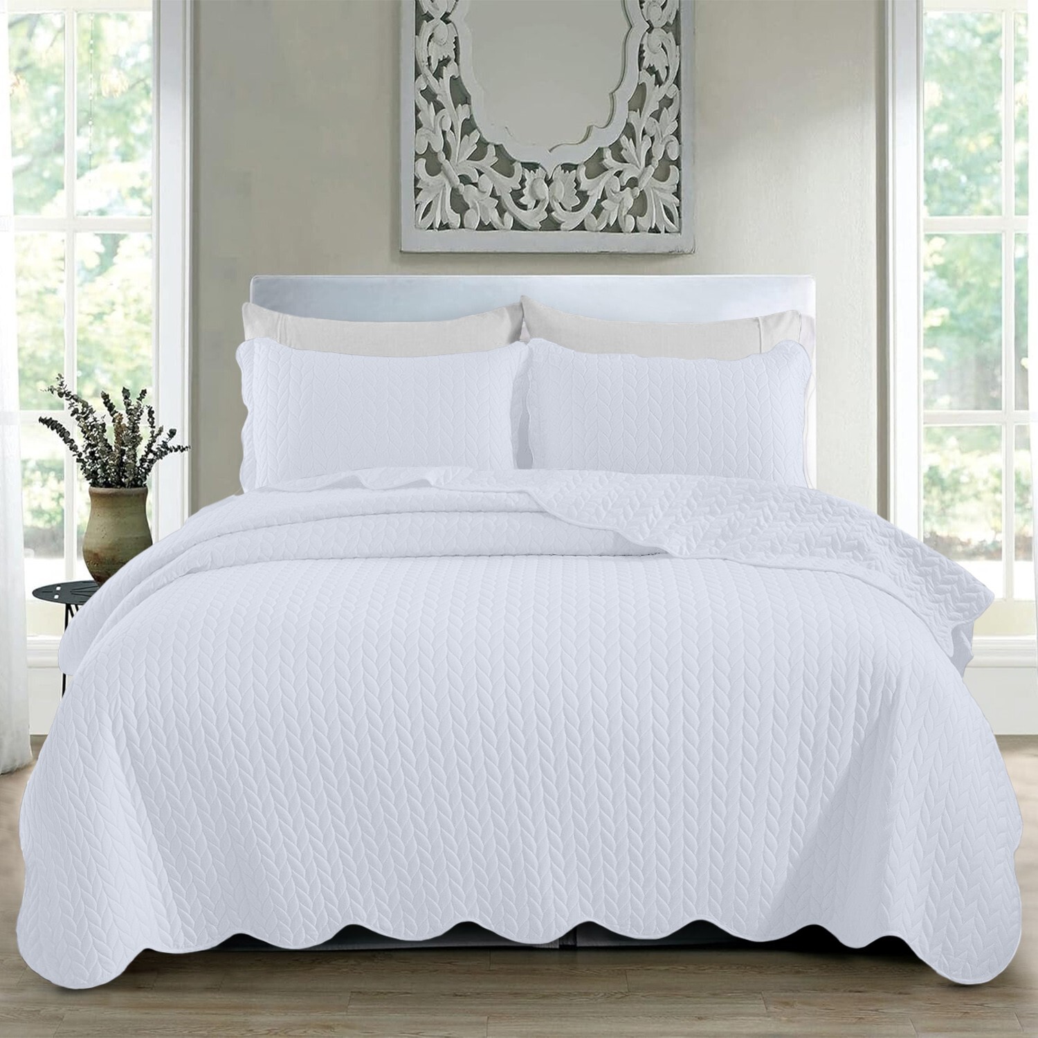 Luxury Bedspread Bedding Set 3 Piece Quilted Coverlet Bed Throw Queen King Size