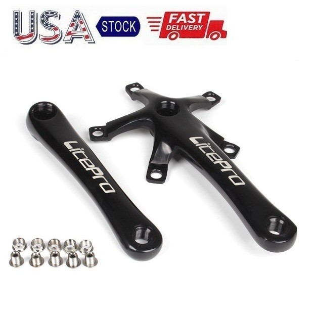 LITEPRO 170mm Crank arm 130BCD Road Folding Bike Crankset Square Hole Black
