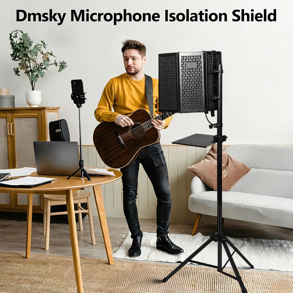 Microphone Isolation Shield Pop Filter Stand Studio Soundproof Booth