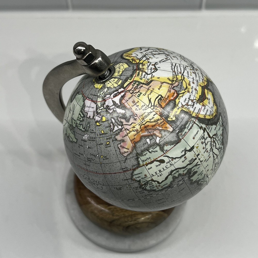 Small Desktop Globe Decoration Marble and Wood Base