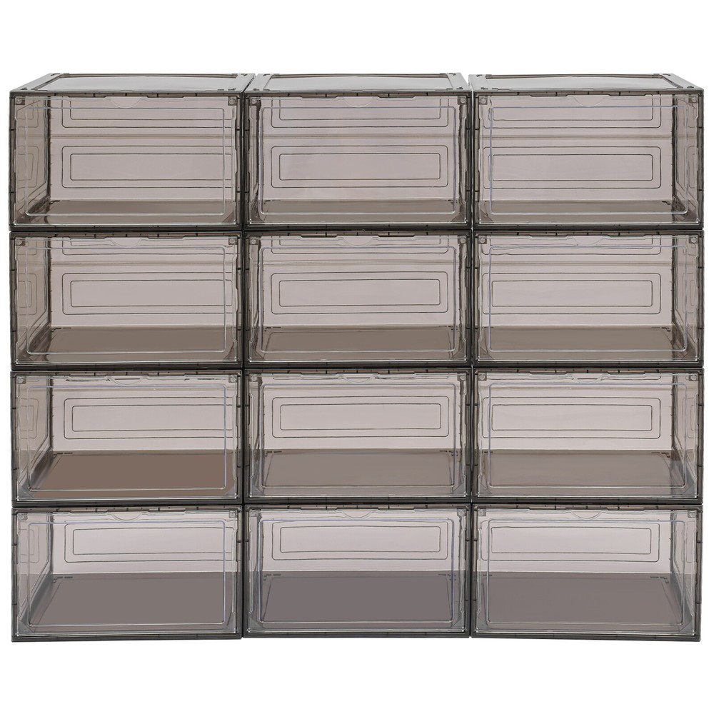 12PCS Shoe Storage Box Organizer Stackable Sneaker Display Case Container NEW