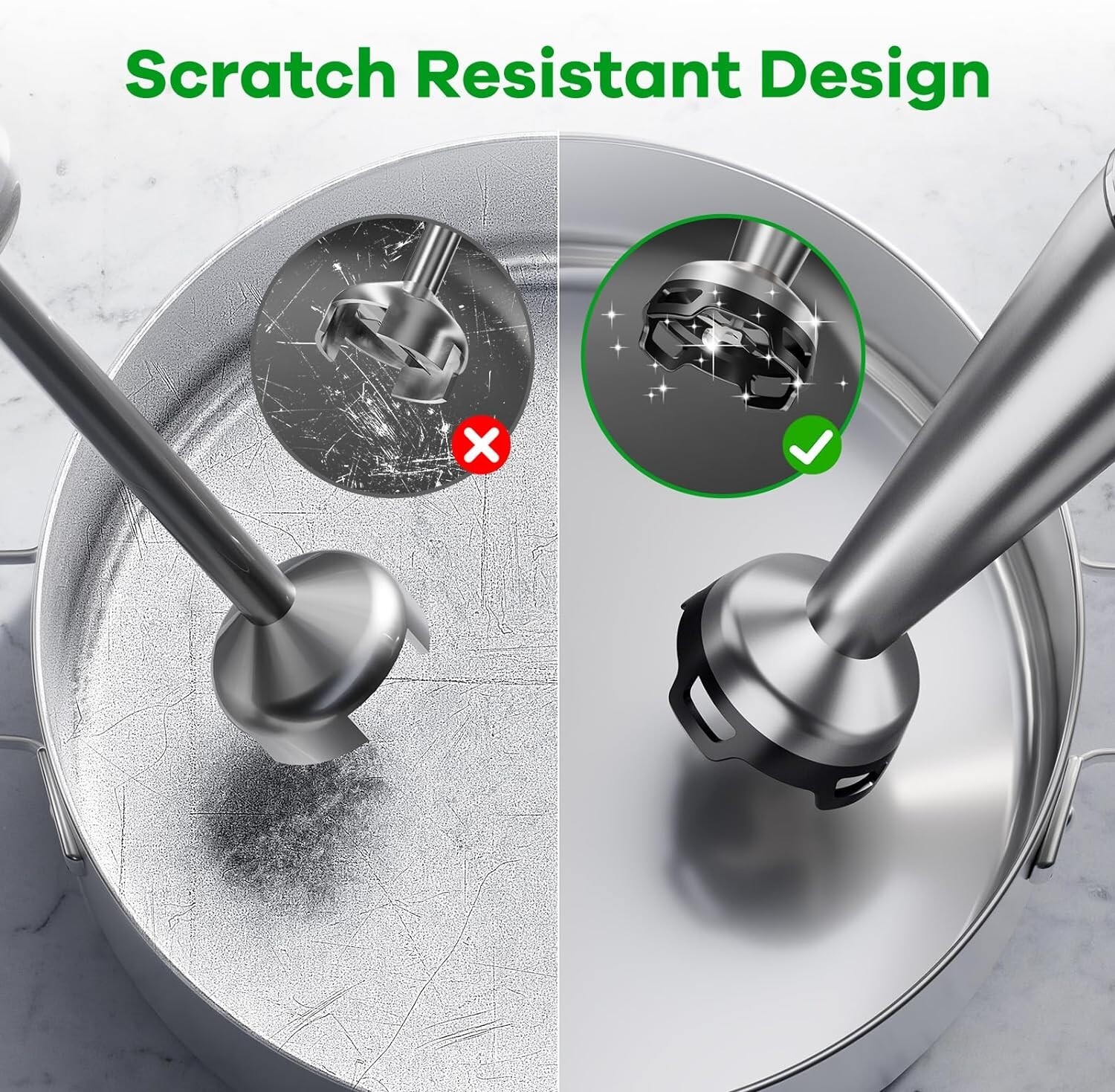 Variable Speed Immersion Blender with Whisk & Frother - Compact Kitchen Tool