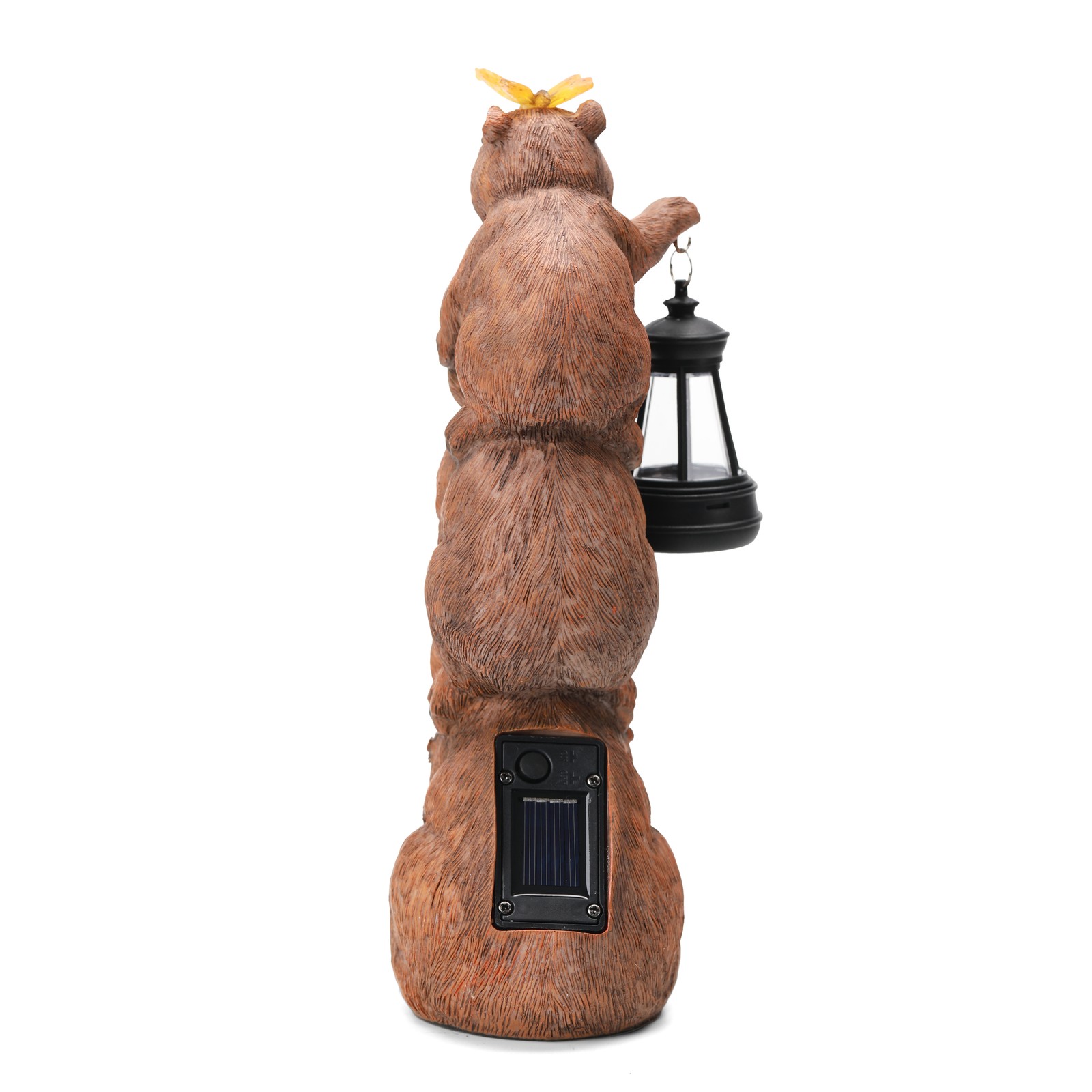 Solar-Powered Capybara Statue with LED Lights & Flowers - Outdoor Decor