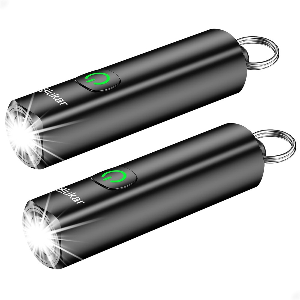 2-Pack Rechargeable EDC Flashlight 360LM Mini Keychain 3-Mode Waterproof Compact