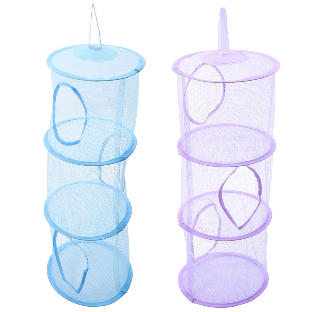 2 Pcs Foldable Mesh Hanging Nets Multi Layer Drying Basket For Socks Clothes